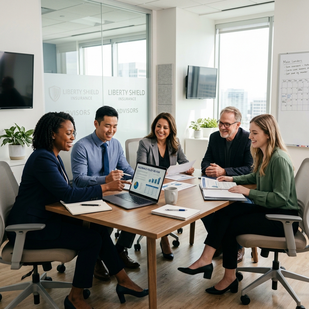 Licensed insurance advisors reviewing policy options